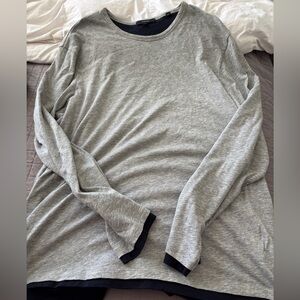 Vince mens large double layer prima cotton Gray Long Sleeve shirt never worn